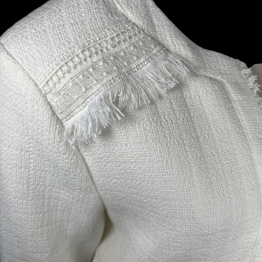 Active Seller! Greylin Audrey Fringe Jacket Elegant Classic Basics Tweed Medium - Picture 6 of 9